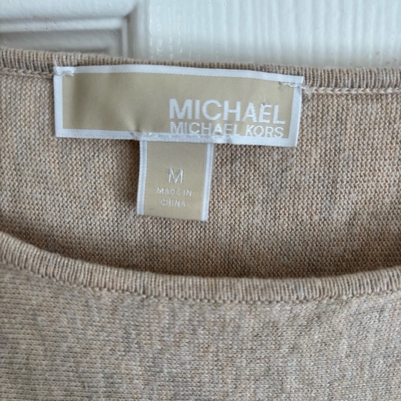 Michael Kors Tan Asymmetrical 3/4 Sleeve Sweatshirt - Picture 4 of 9
